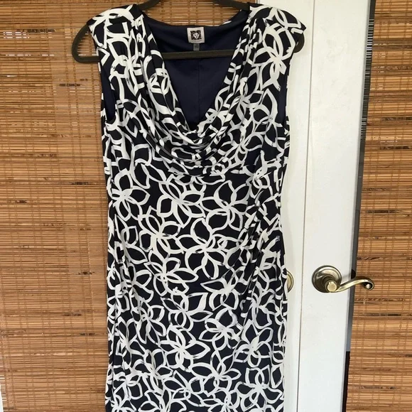 anne klein blue and white dress Sleeveless Sheath Dress